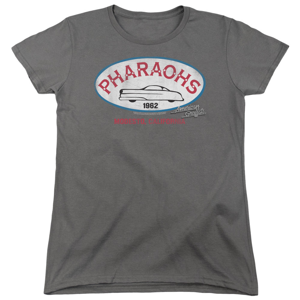 AN OFFCIALLY LICENSED AMERICAN GRAFFITI PHARAOHS WOMEN'S REGULAR FIT T-SHIRT CHARCOAL