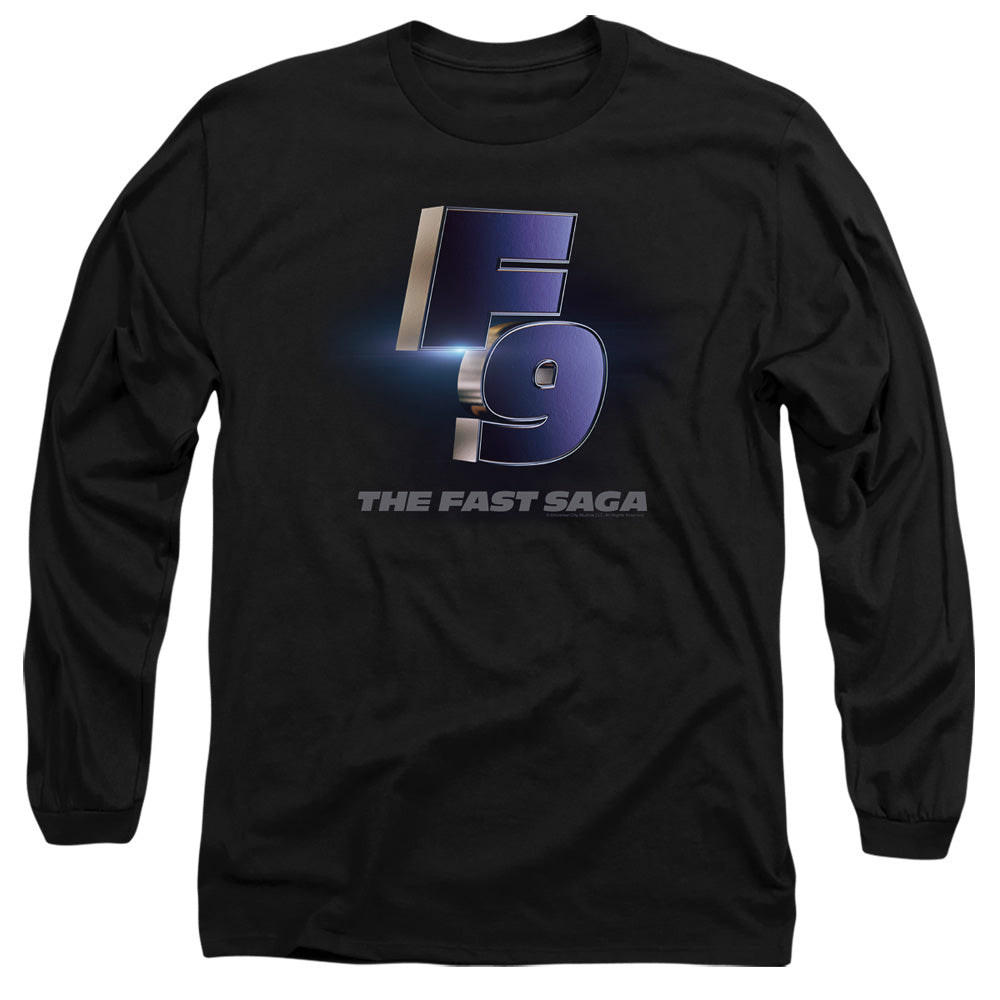 AN OFFCIALLY LICENSED FAST AND THE FURIOUS 9 F9 POSTER LOGO MEN'S LONG SLEEVE T-SHIRT BLACK