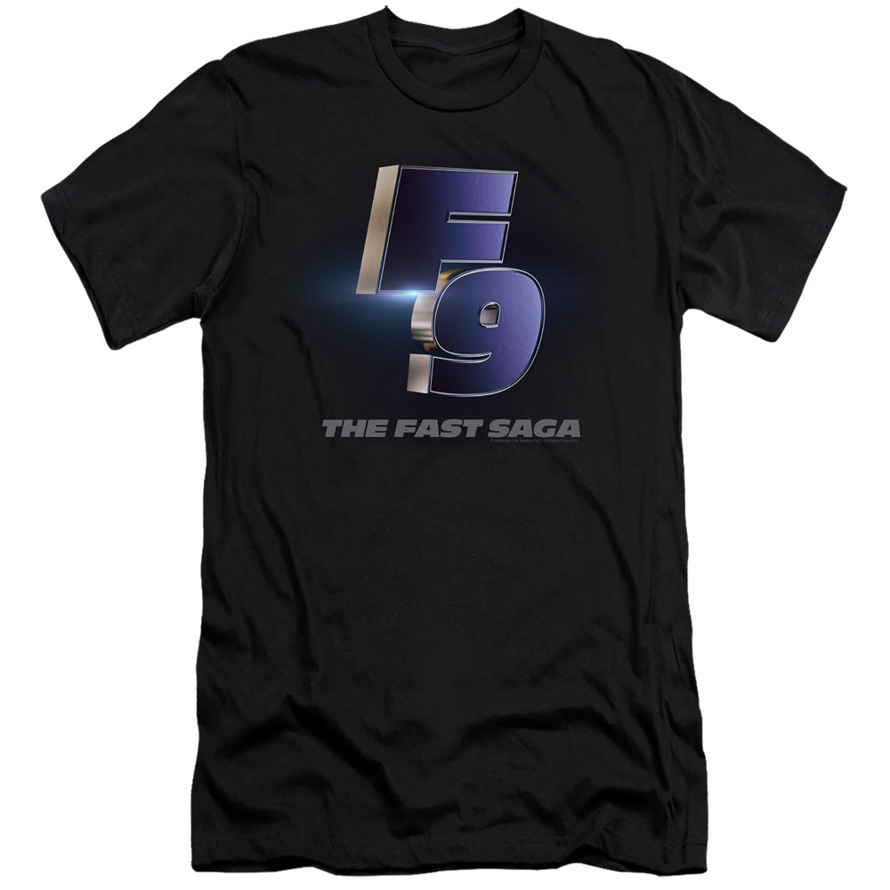 AN OFFCIALLY LICENSED FAST AND THE FURIOUS 9 F9 POSTER LOGO MEN'S PREMIUM SLIM FIT T-SHIRT BLACK