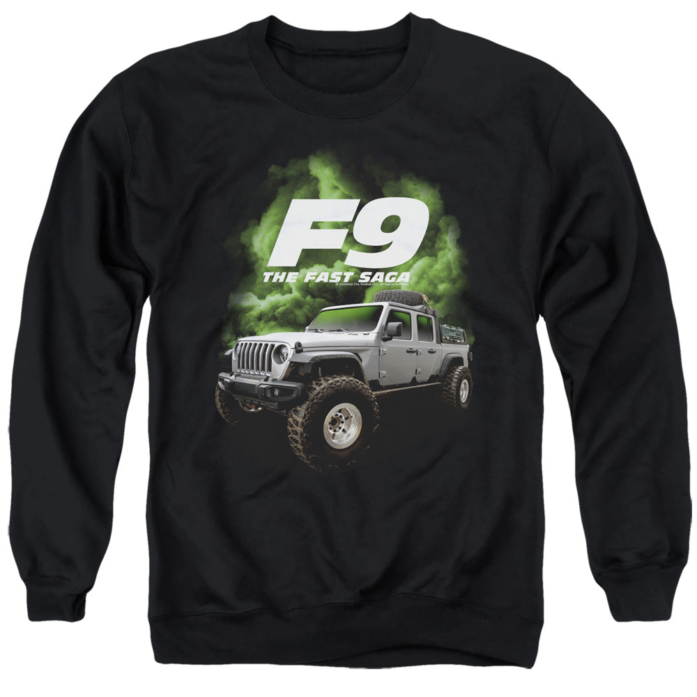 AN OFFCIALLY LICENSED FAST AND THE FURIOUS 9 TRUCK ADULT UNISEX CREWNECK SWEATSHIRT BLACK