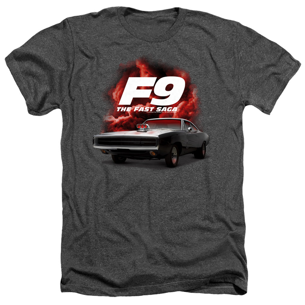 AN OFFCIALLY LICENSED FAST AND THE FURIOUS 9 CAMERO MEN'S HEATHER T-SHIRT CHARCOAL
