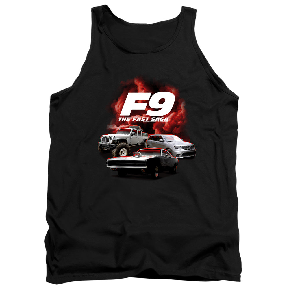 AN OFFCIALLY LICENSED FAST AND THE FURIOUS 9 CAR GROUP ADULT UNISEX TANK TOP BLACK