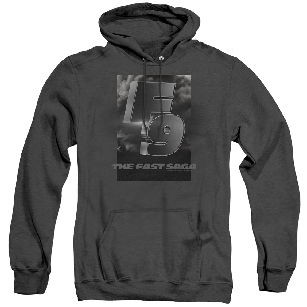 AN OFFCIALLY LICENSED FAST AND THE FURIOUS 9 F9 SMOKE LOGO ADULT UNISEX HEATHER PULLOVER HOODIE BLACK