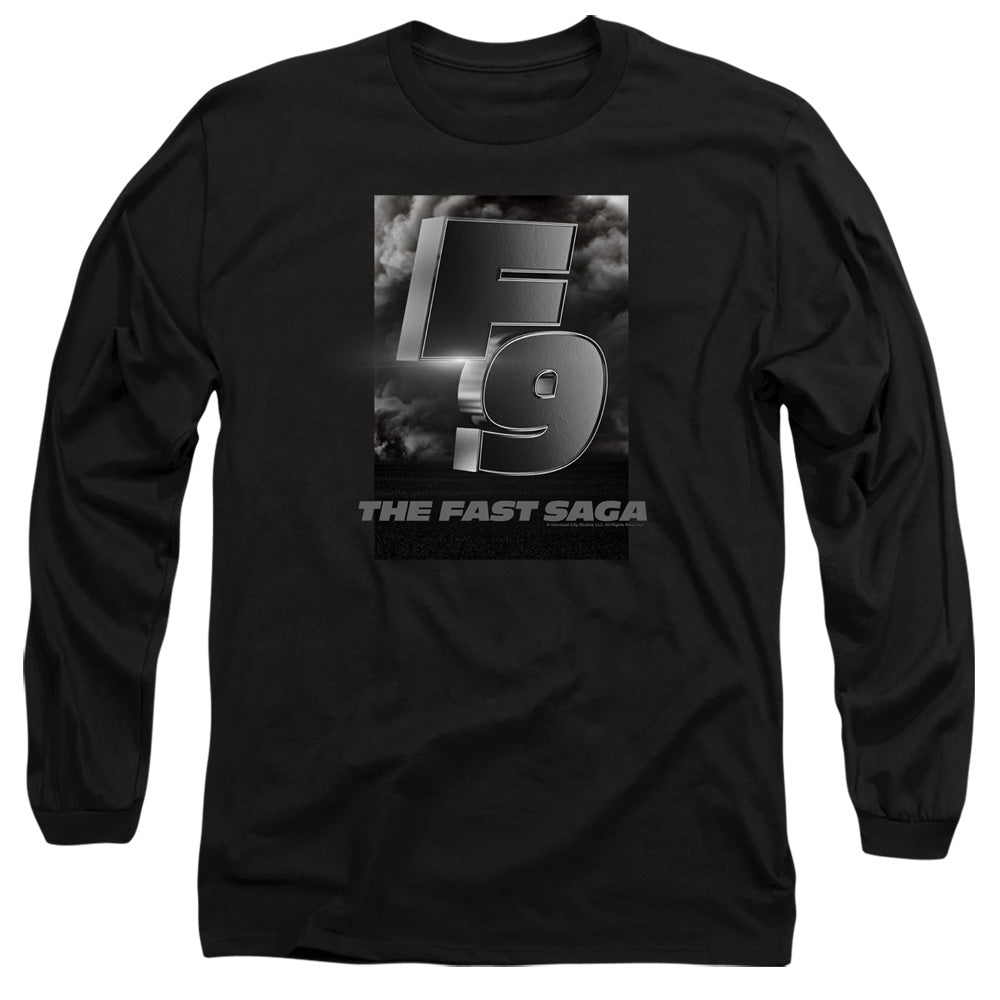 AN OFFCIALLY LICENSED FAST AND THE FURIOUS 9 F9 SMOKE LOGO MEN'S LONG SLEEVE T-SHIRT BLACK
