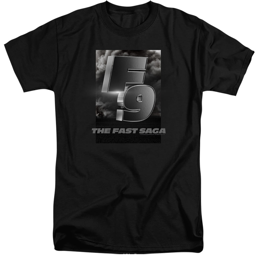 AN OFFCIALLY LICENSED FAST AND THE FURIOUS 9 F9 SMOKE LOGO MEN'S TALL FIT T-SHIRT BLACK