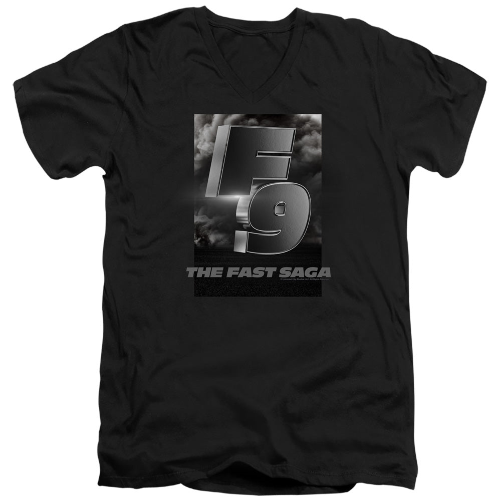 AN OFFCIALLY LICENSED FAST AND THE FURIOUS 9 F9 SMOKE LOGO MEN'S V-NECK T-SHIRT BLACK