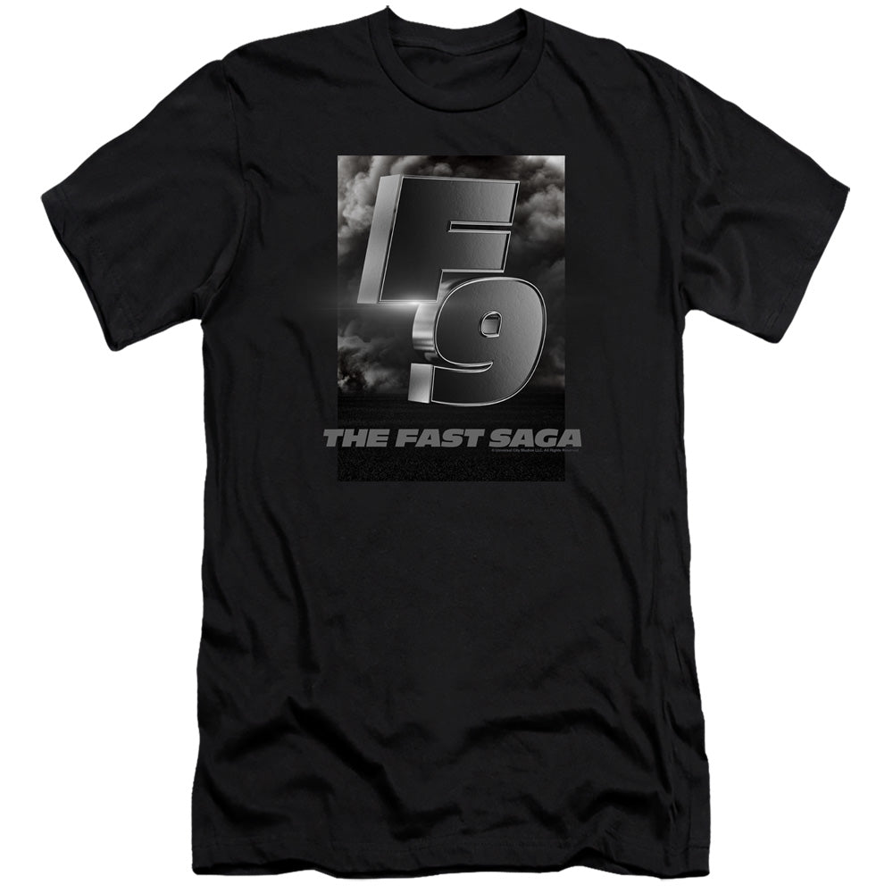 AN OFFCIALLY LICENSED FAST AND THE FURIOUS 9 F9 SMOKE LOGO MEN'S PREMIUM SLIM FIT T-SHIRT BLACK