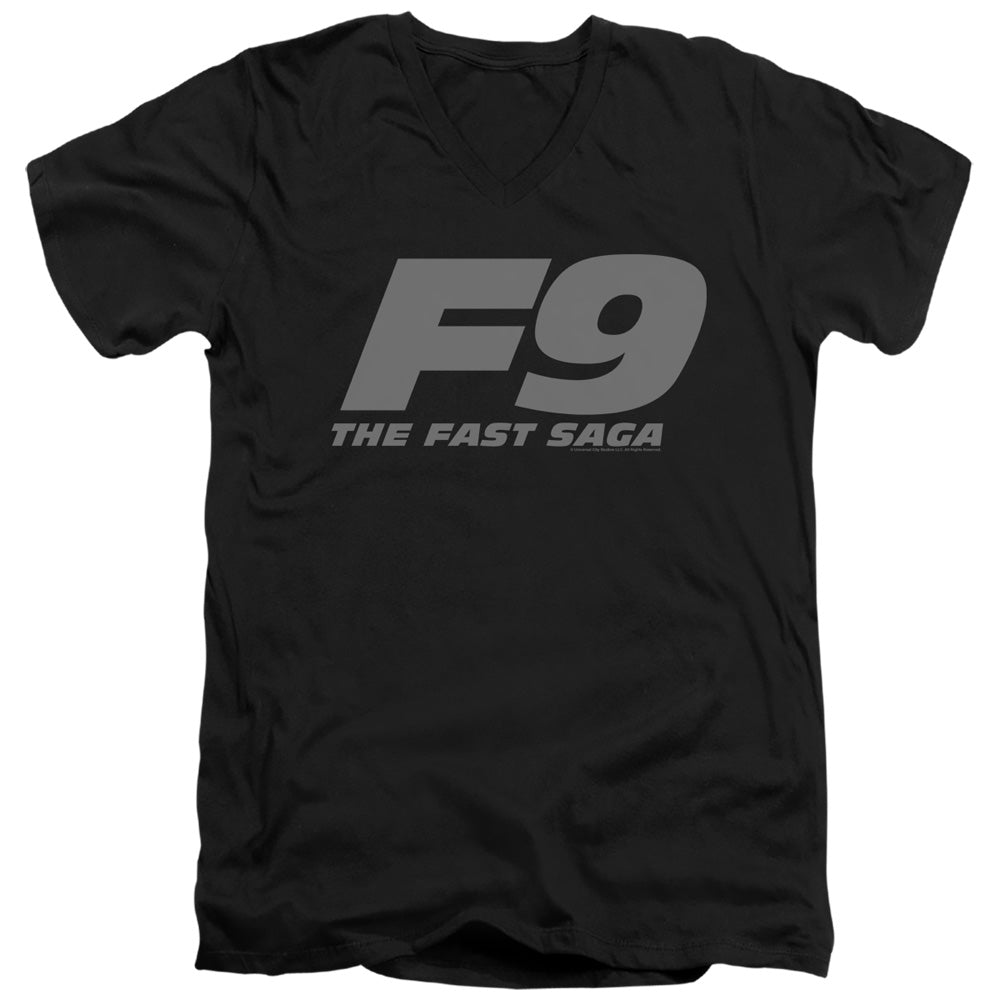 AN OFFCIALLY LICENSED FAST AND THE FURIOUS 9 F9 LOGO MEN'S V-NECK T-SHIRT BLACK