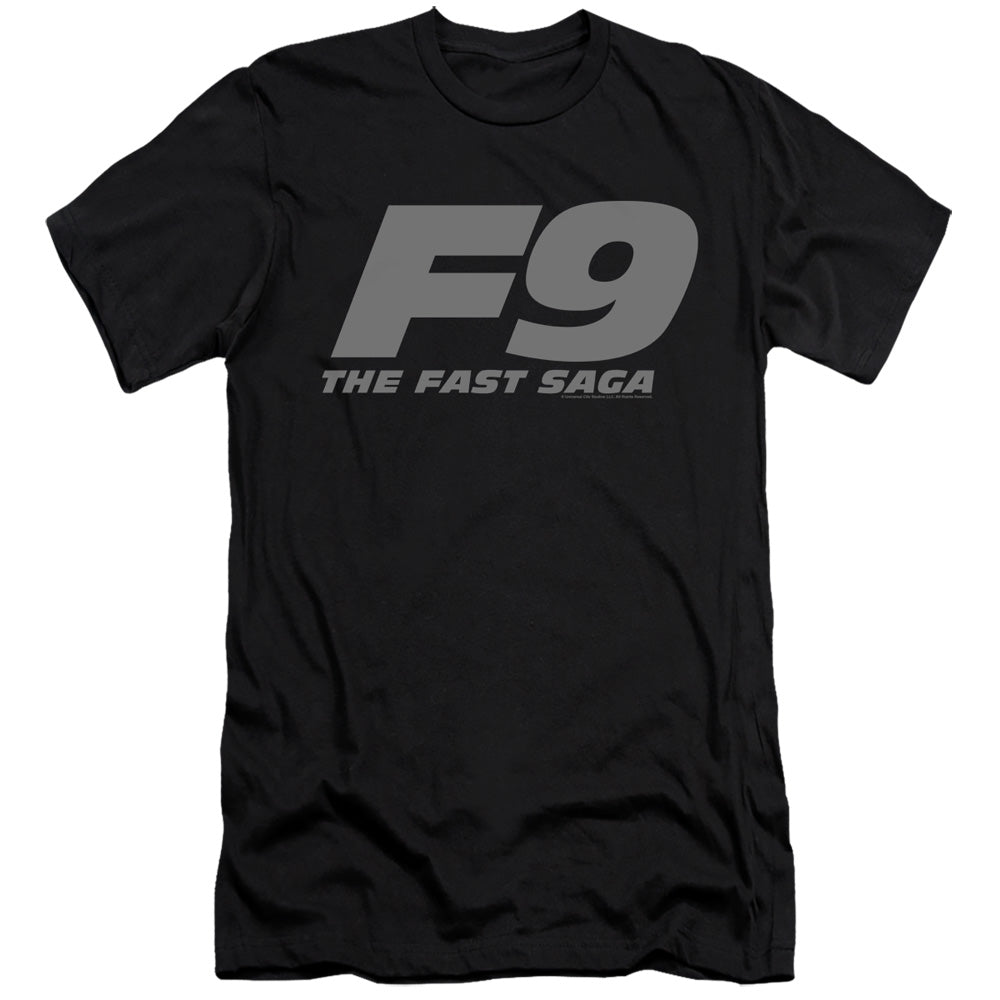 AN OFFCIALLY LICENSED FAST AND THE FURIOUS 9 F9 LOGO MEN'S PREMIUM SLIM FIT T-SHIRT BLACK