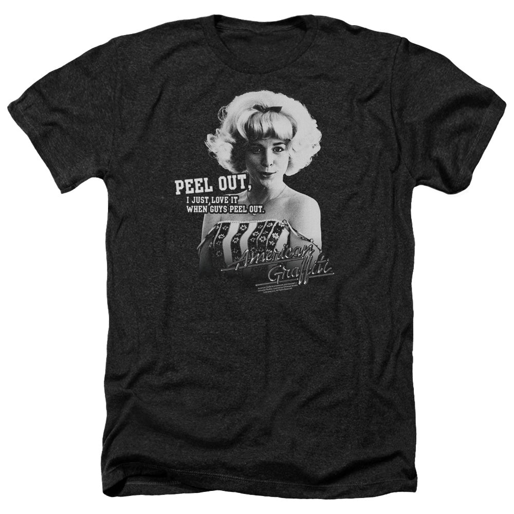 AN OFFCIALLY LICENSED AMERICAN GRAFFITI PEEL OUT MEN'S HEATHER T-SHIRT CHARCOAL