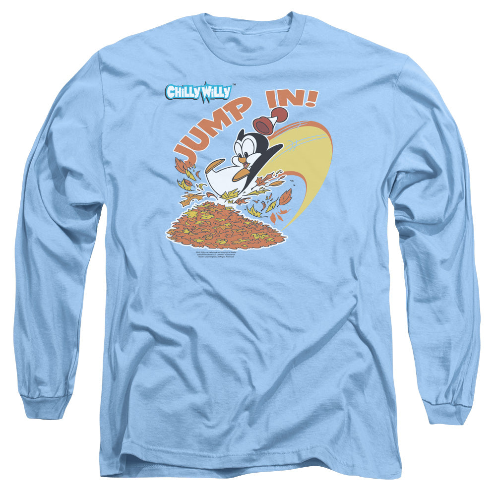 AN OFFCIALLY LICENSED CHILLY WILLY JUMP IN MEN'S LONG SLEEVE T-SHIRT CAROLINA BLUE