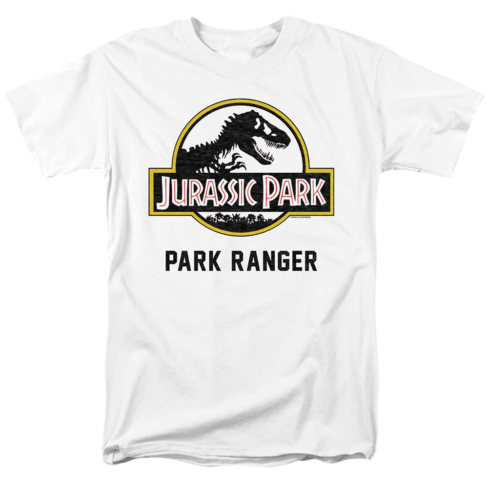 AN OFFCIALLY LICENSED JURASSIC PARK PARK RANGER MEN'S REGULAR FIT T-SHIRT WHITE