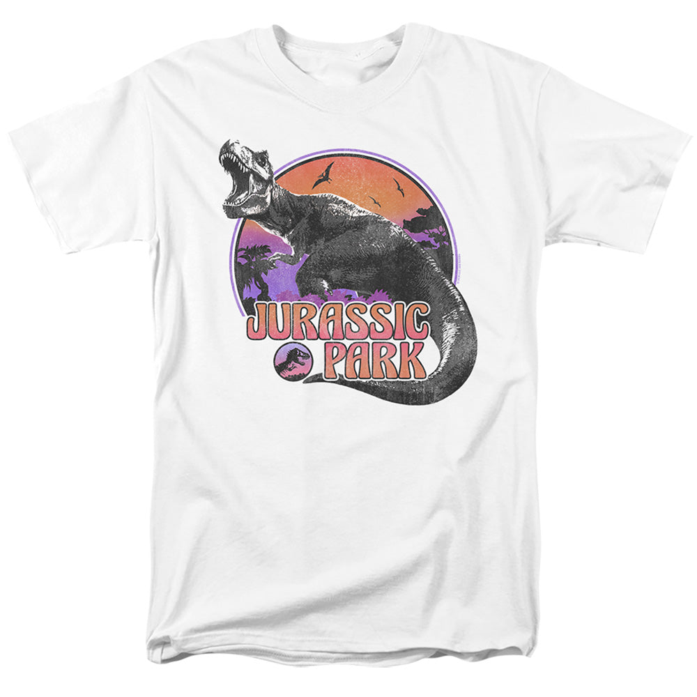AN OFFCIALLY LICENSED JURASSIC PARK COLORFUL T-REX MEN'S REGULAR FIT T-SHIRT WHITE