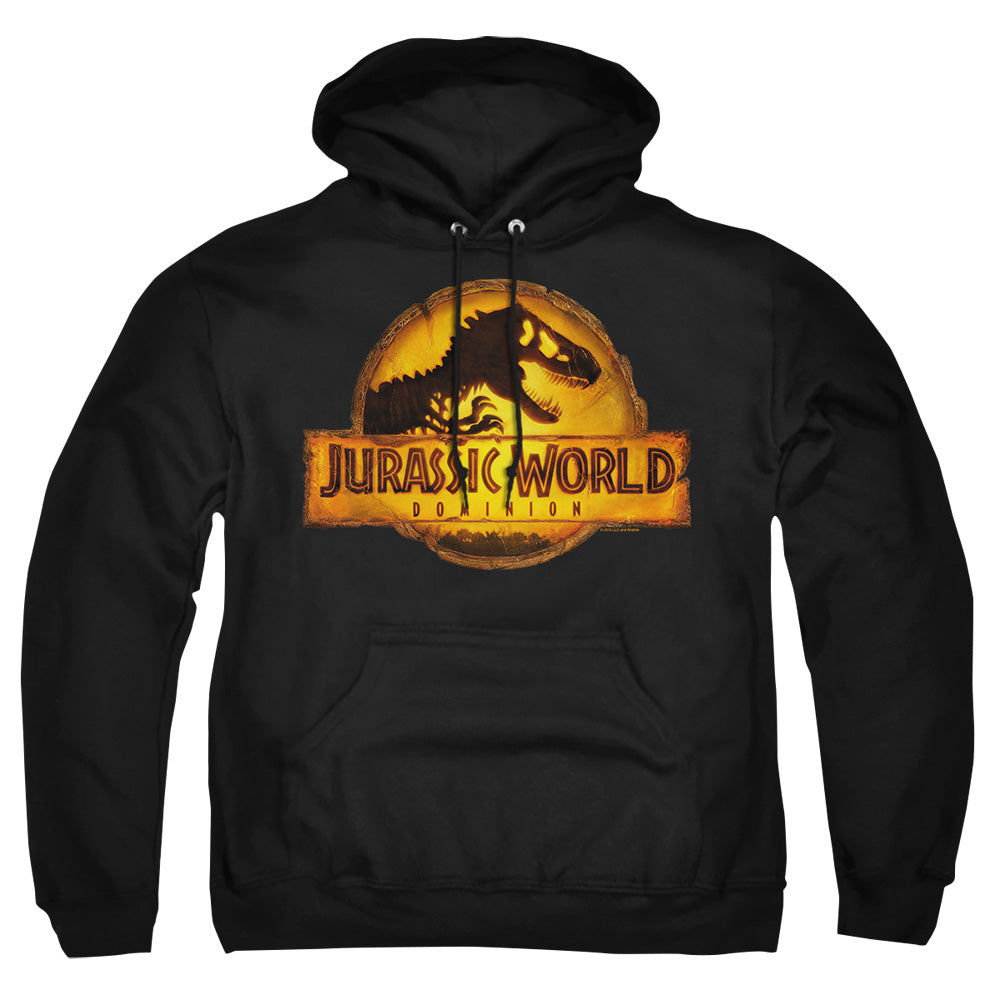 AN OFFCIALLY LICENSED JURASSIC WORLD RENDERED LOGO ADULT UNISEX PULLOVER HOODIE BLACK