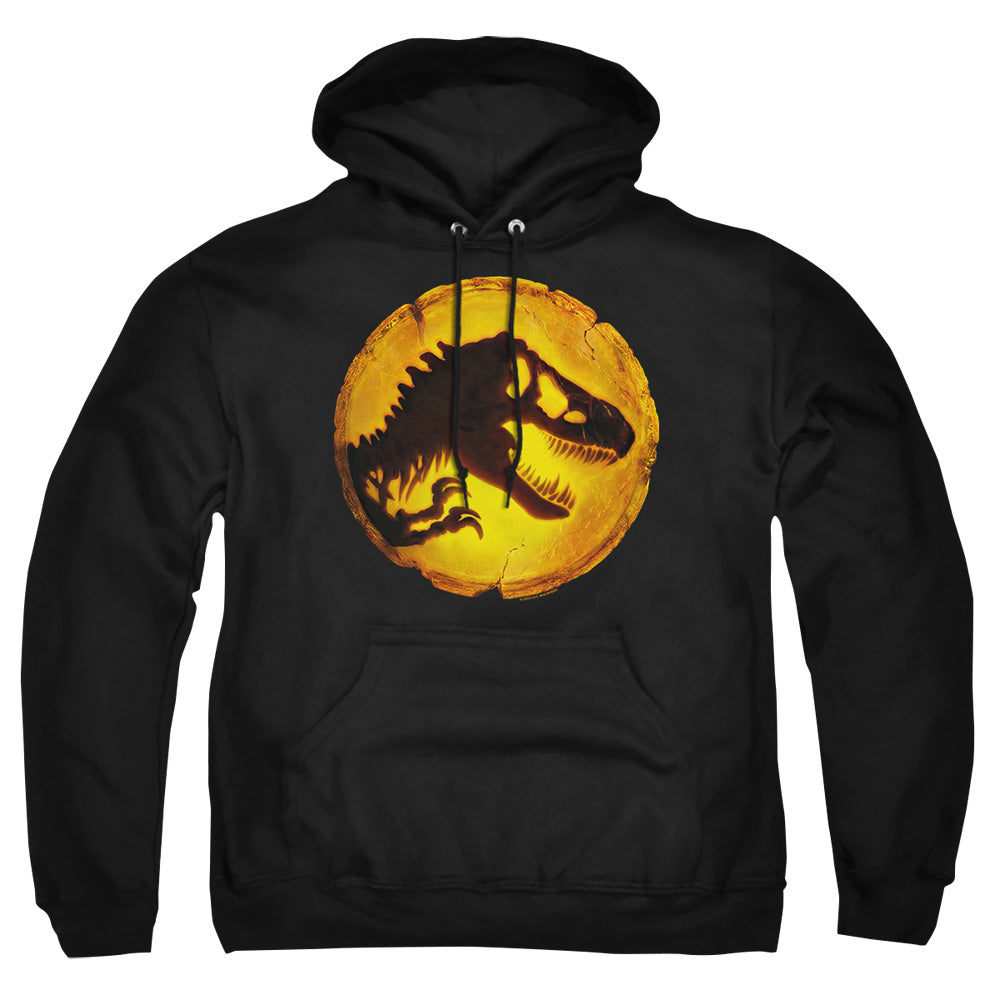 AN OFFCIALLY LICENSED JURASSIC WORLD DOMINION ICON ADULT UNISEX PULLOVER HOODIE BLACK