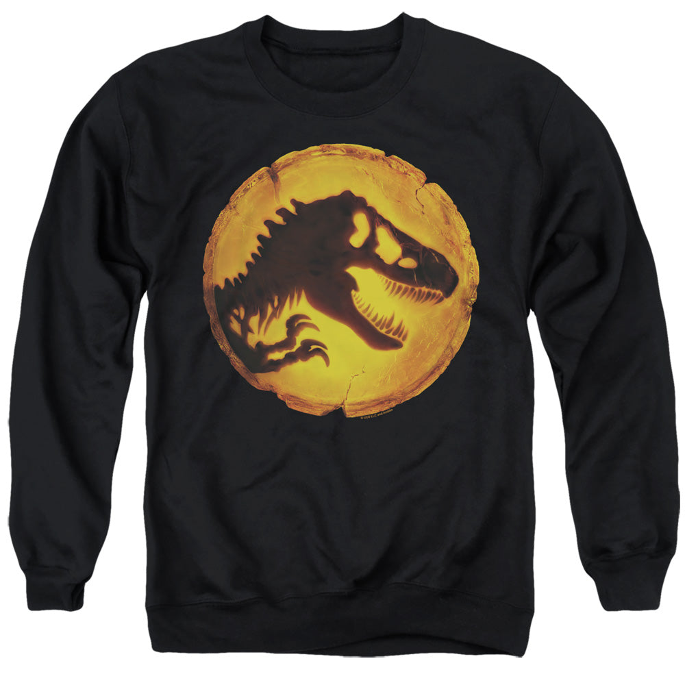 AN OFFCIALLY LICENSED JURASSIC WORLD DOMINION ICON ADULT UNISEX CREWNECK SWEATSHIRT BLACK