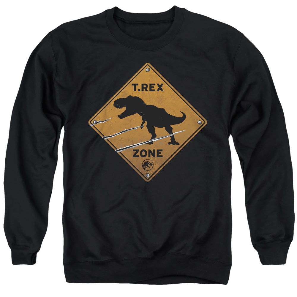 AN OFFCIALLY LICENSED JURASSIC WORLD TREX ZONE ADULT UNISEX CREWNECK SWEATSHIRT BLACK