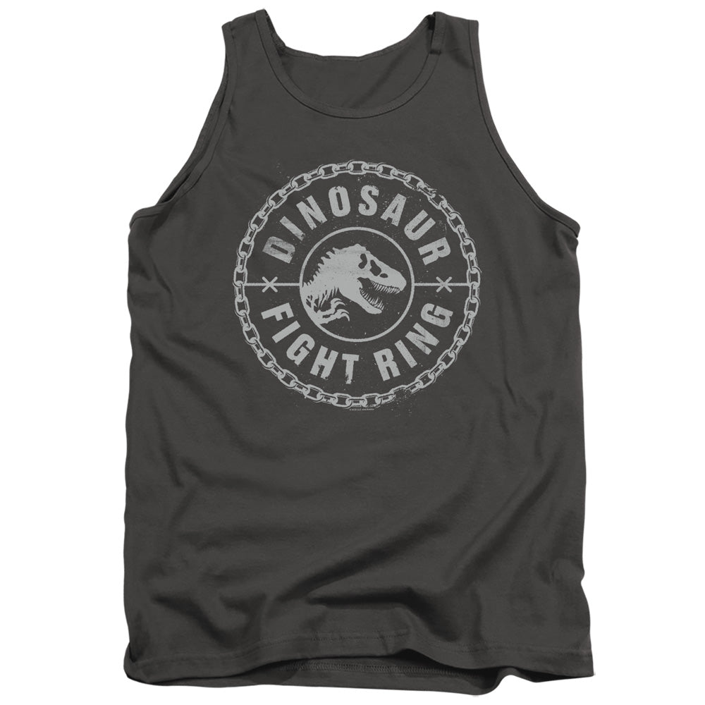 AN OFFCIALLY LICENSED JURASSIC WORLD DINO FIGHT RING ADULT UNISEX TANK TOP CHARCOAL