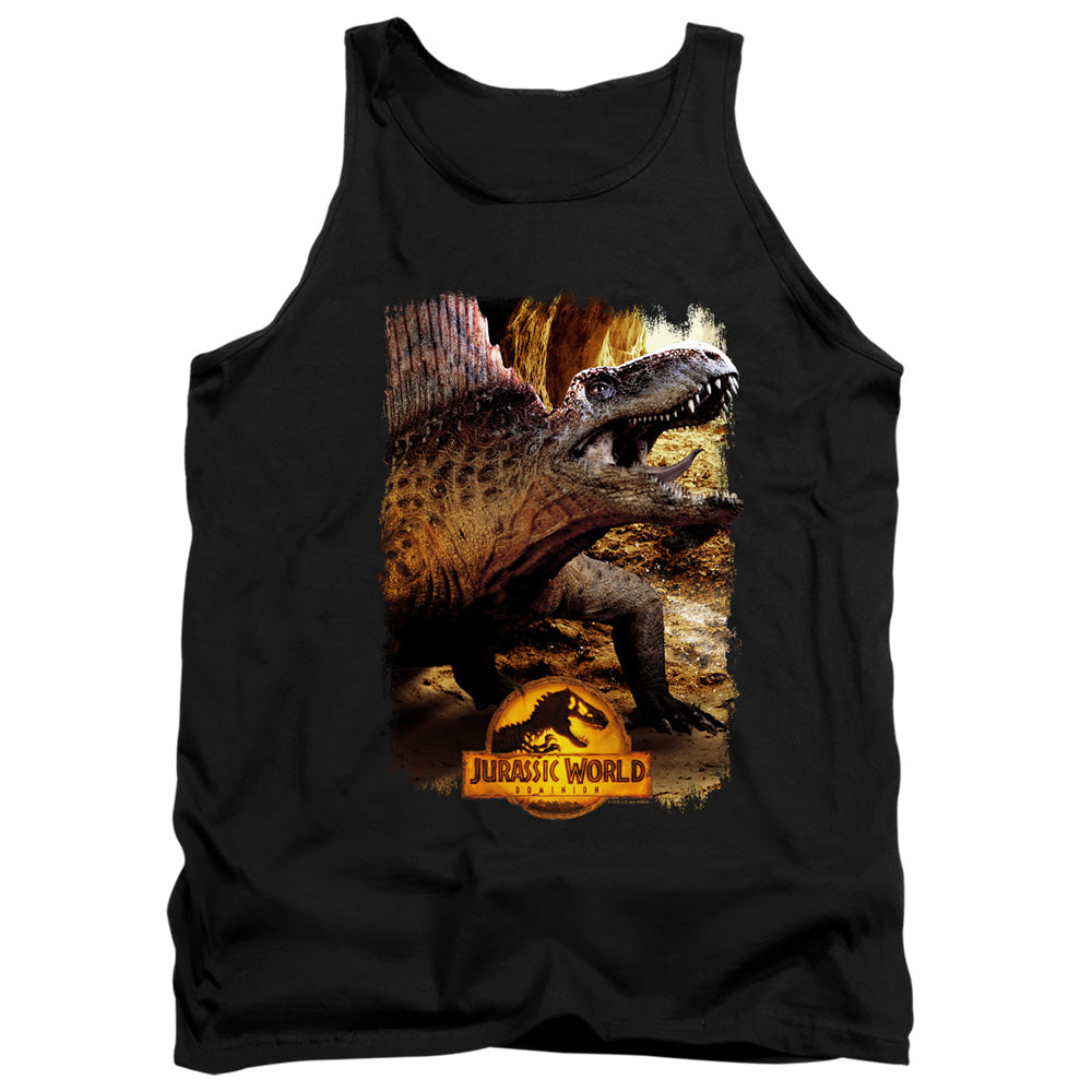 AN OFFCIALLY LICENSED JURASSIC WORLD DIMETRODON BEAUTY SHOT ADULT UNISEX TANK TOP BLACK
