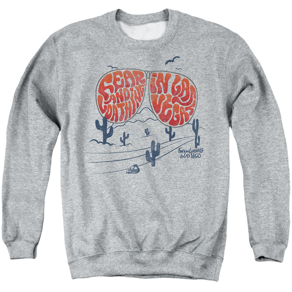 AN OFFCIALLY LICENSED FEAR AND LOATHING IN LAS VEGAS GLASSES ADULT UNISEX CREWNECK SWEATSHIRT ATHLETIC HEATHER