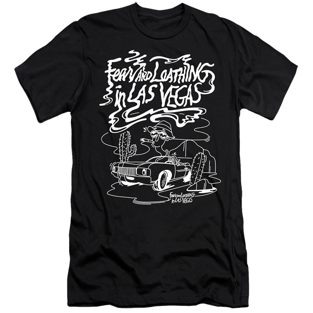 AN OFFCIALLY LICENSED FEAR AND LOATHING IN LAS VEGAS DESERT DRIVE MONO MEN'S PREMIUM SLIM FIT T-SHIRT BLACK
