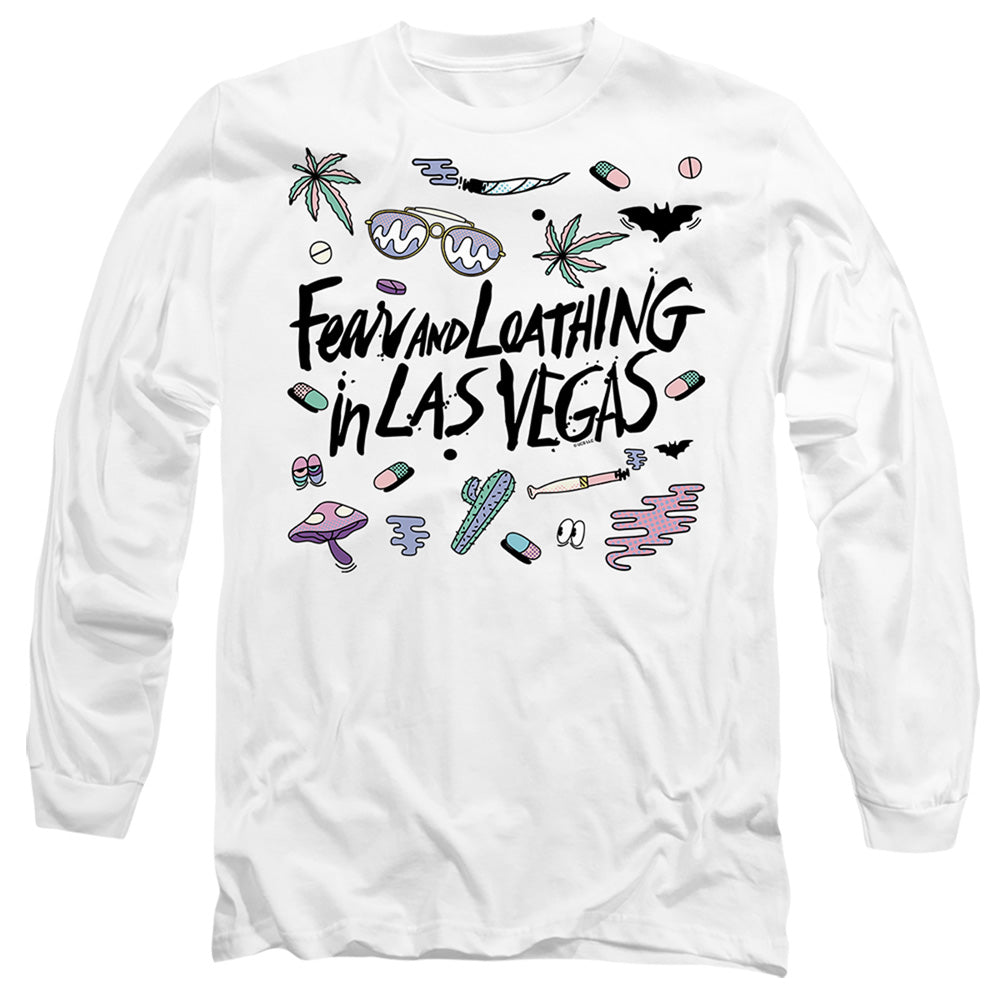 AN OFFCIALLY LICENSED FEAR AND LOATHING IN LAS VEGAS LOGO MEN'S LONG SLEEVE T-SHIRT WHITE