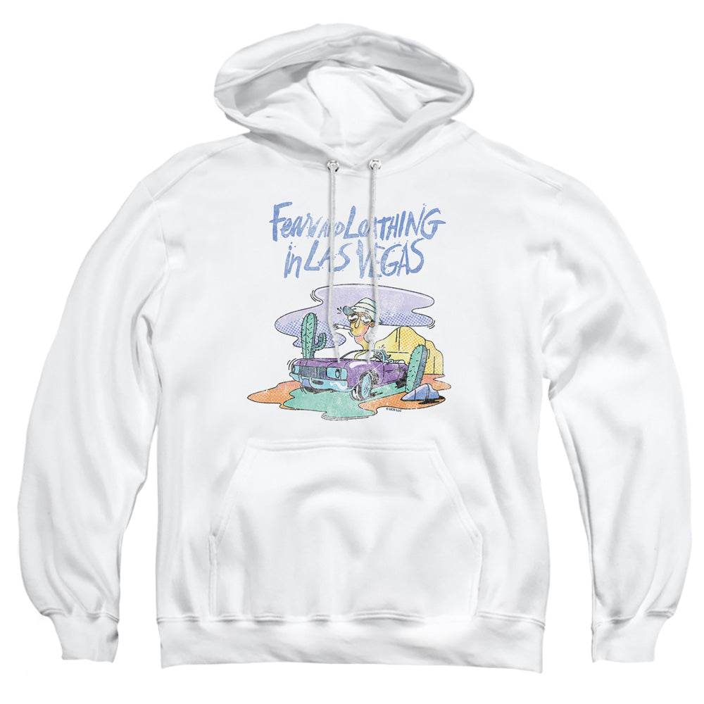AN OFFCIALLY LICENSED FEAR AND LOATHING IN LAS VEGAS TRIPPY DRIVE ADULT UNISEX PULLOVER HOODIE WHITE