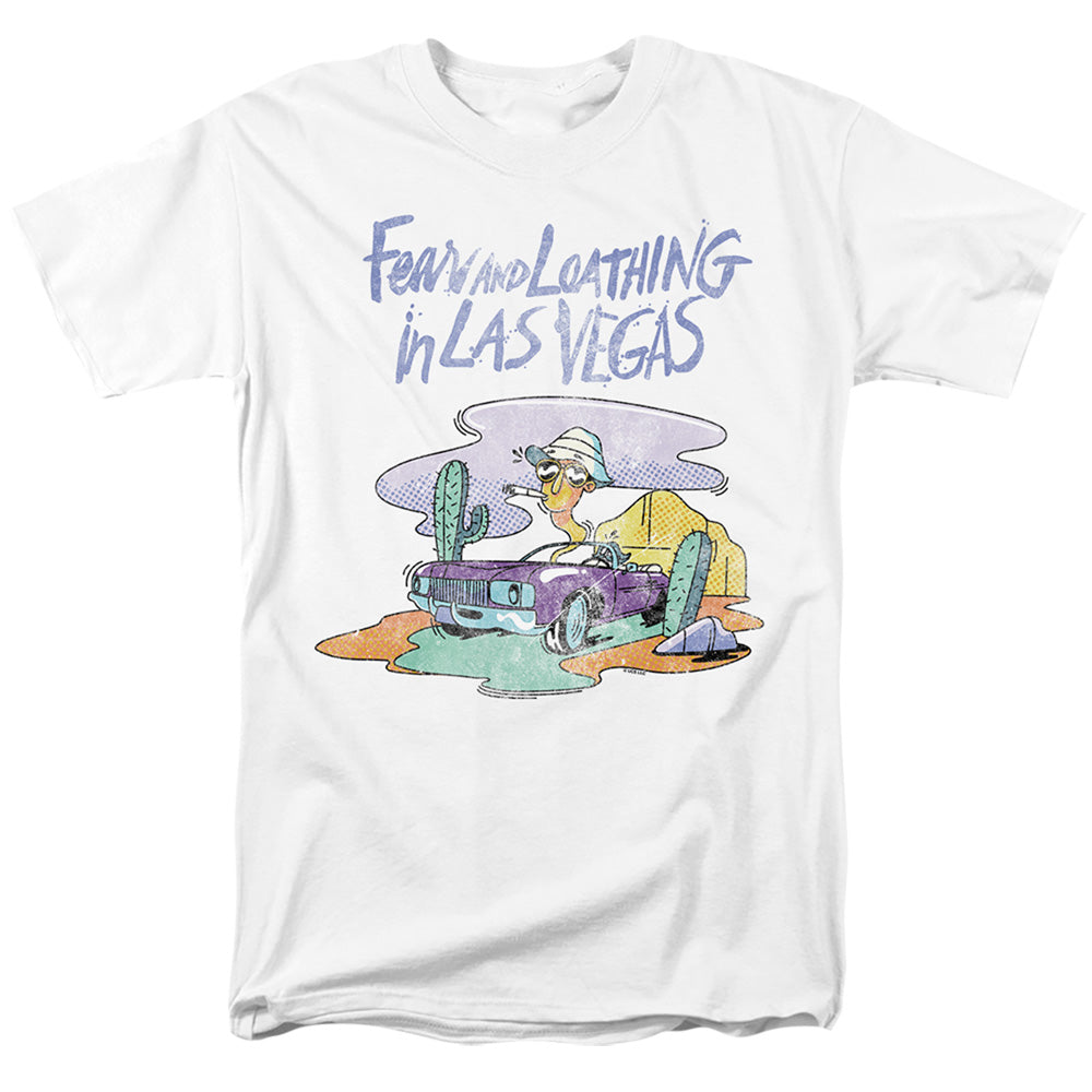 AN OFFCIALLY LICENSED FEAR AND LOATHING IN LAS VEGAS TRIPPY DRIVE MEN'S REGULAR FIT T-SHIRT WHITE