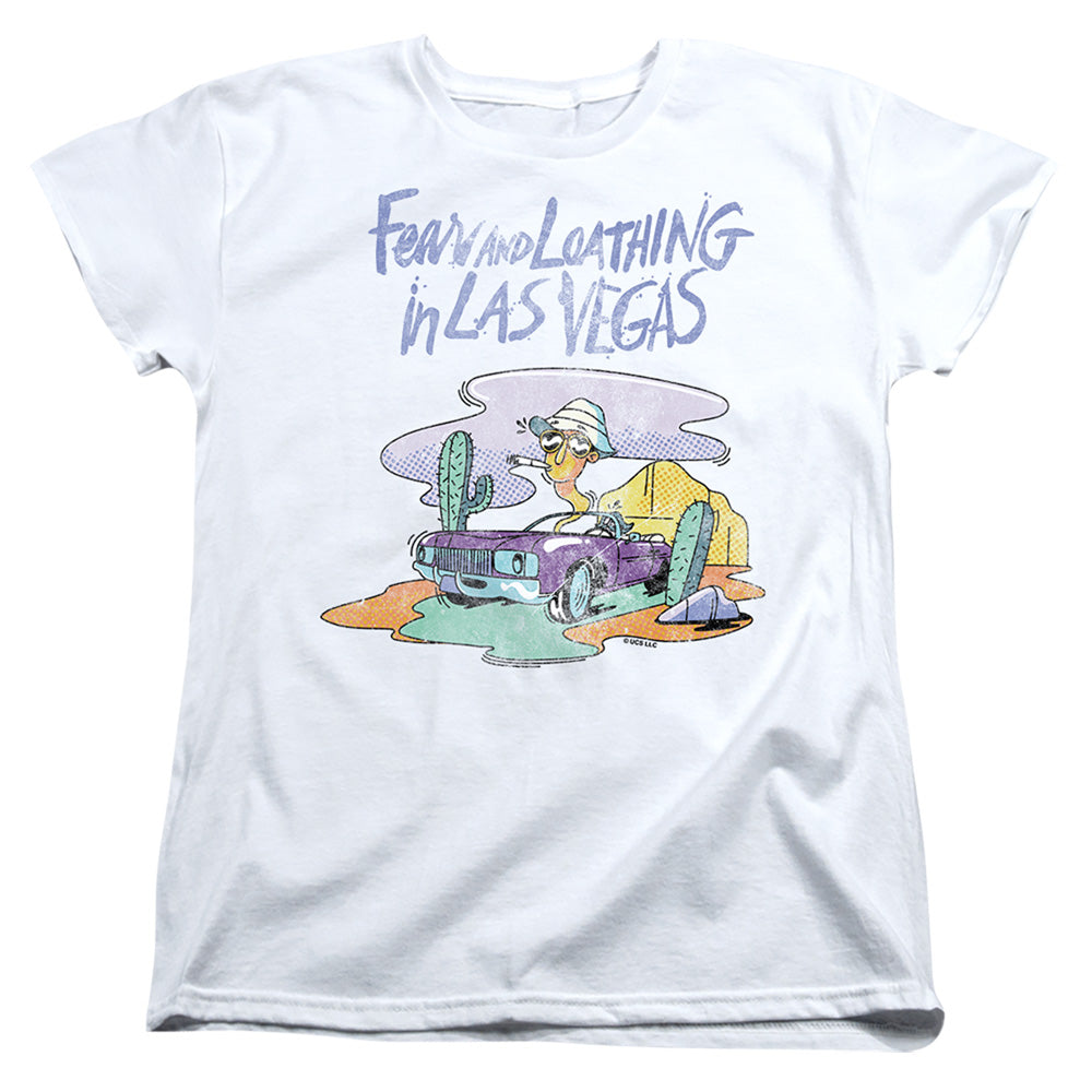 AN OFFCIALLY LICENSED FEAR AND LOATHING IN LAS VEGAS TRIPPY DRIVE WOMEN'S REGULAR FIT T-SHIRT WHITE