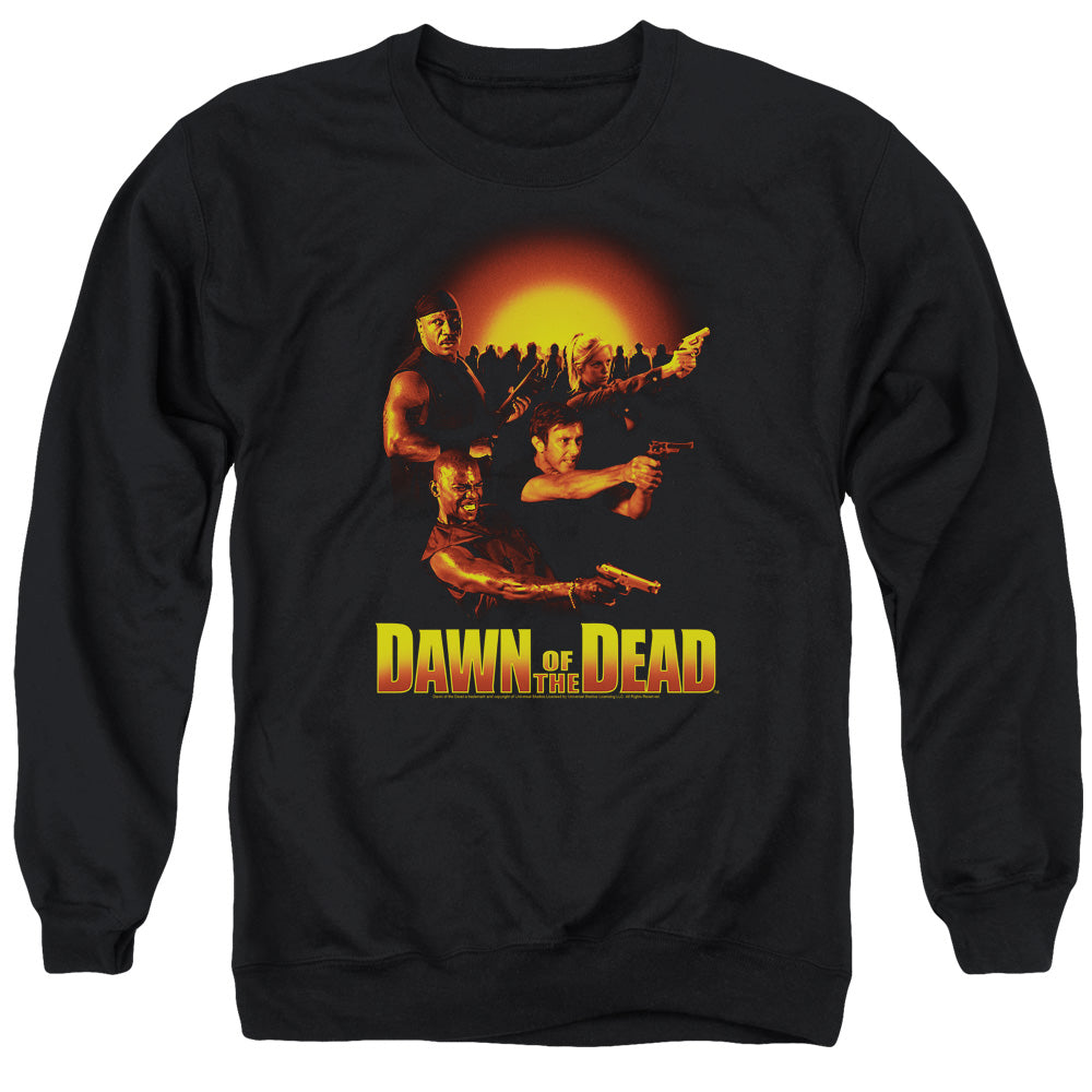AN OFFCIALLY LICENSED DAWN OF THE DEAD DAWN COLLAGE ADULT UNISEX CREWNECK SWEATSHIRT BLACK