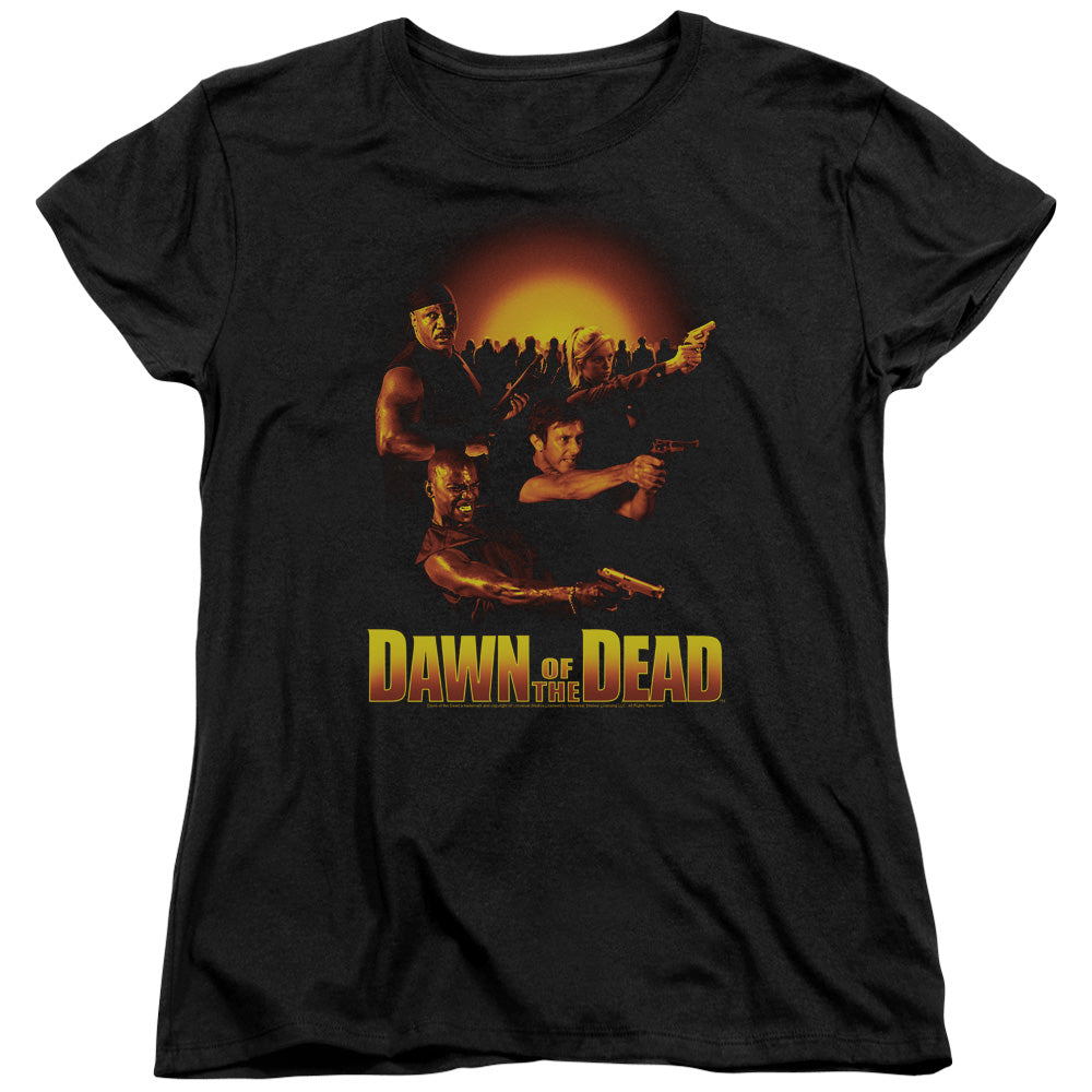 AN OFFCIALLY LICENSED DAWN OF THE DEAD DAWN COLLAGE WOMEN'S REGULAR FIT T-SHIRT BLACK