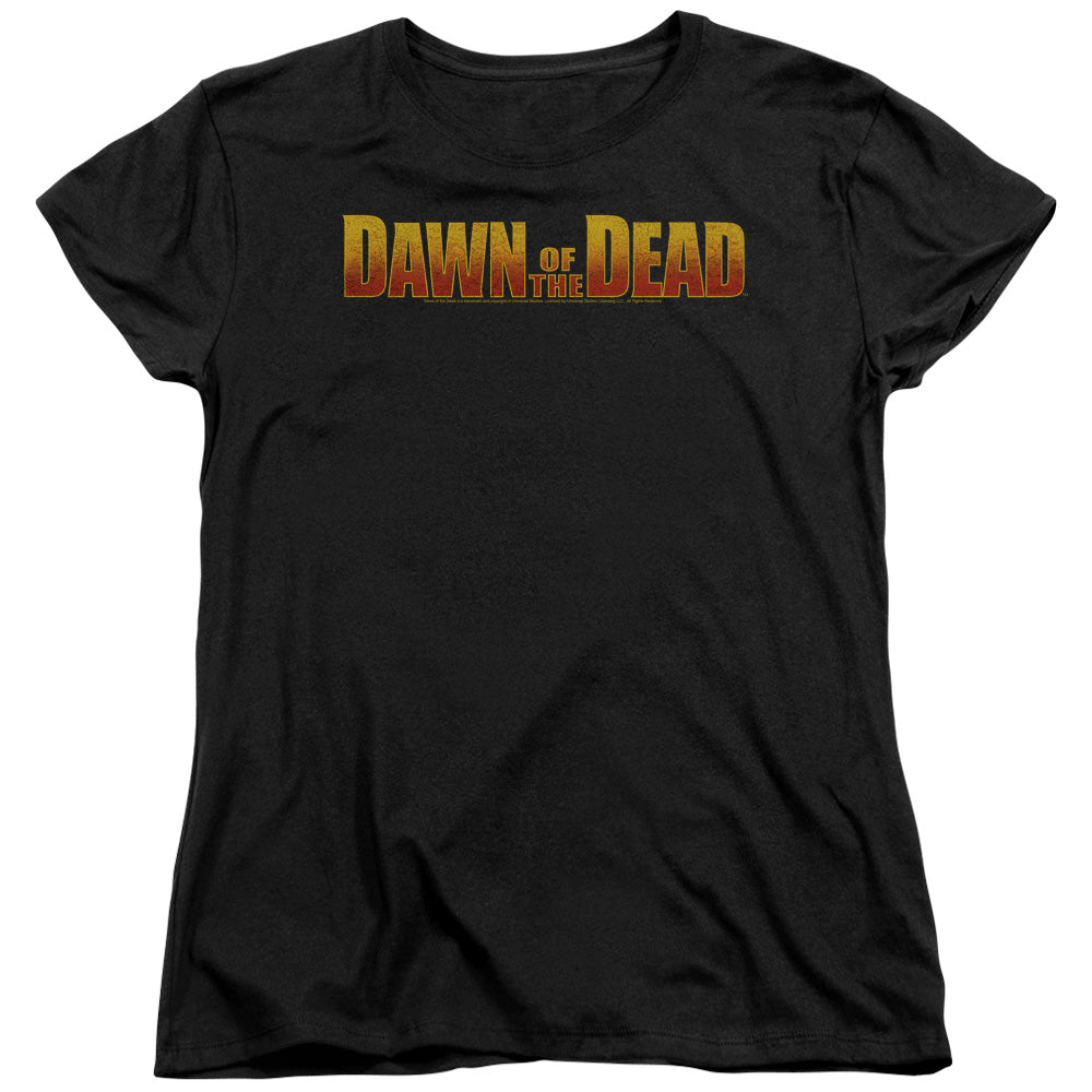 AN OFFCIALLY LICENSED DAWN OF THE DEAD DAWN LOGO WOMEN'S REGULAR FIT T-SHIRT BLACK