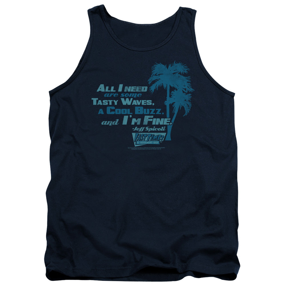 AN OFFCIALLY LICENSED FAST TIMES RIDGEMONT HIGH ALL I NEED ADULT UNISEX TANK TOP NAVY