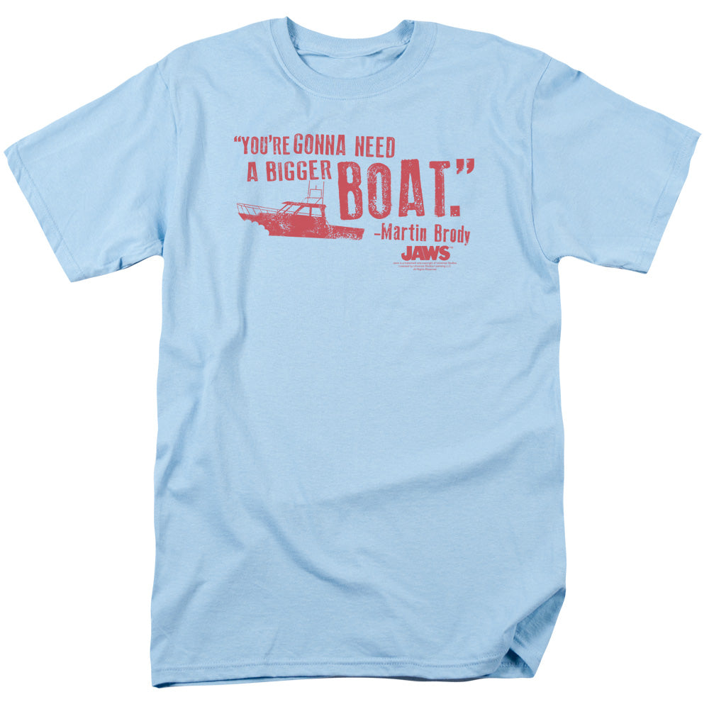 AN OFFCIALLY LICENSED JAWS BIGGER BOAT MEN'S REGULAR FIT T-SHIRT LIGHT BLUE