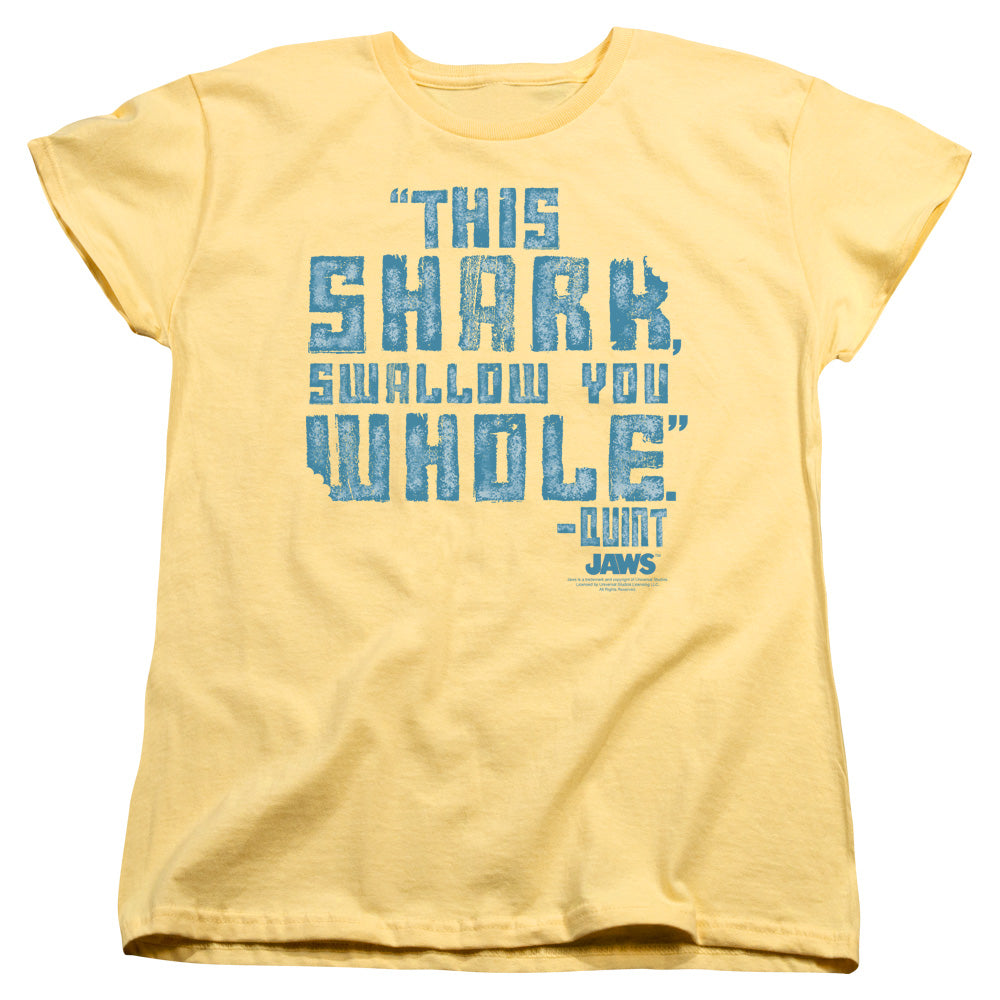 AN OFFCIALLY LICENSED JAWS SWALLOW YOU WHOLE WOMEN'S REGULAR FIT T-SHIRT BANANA