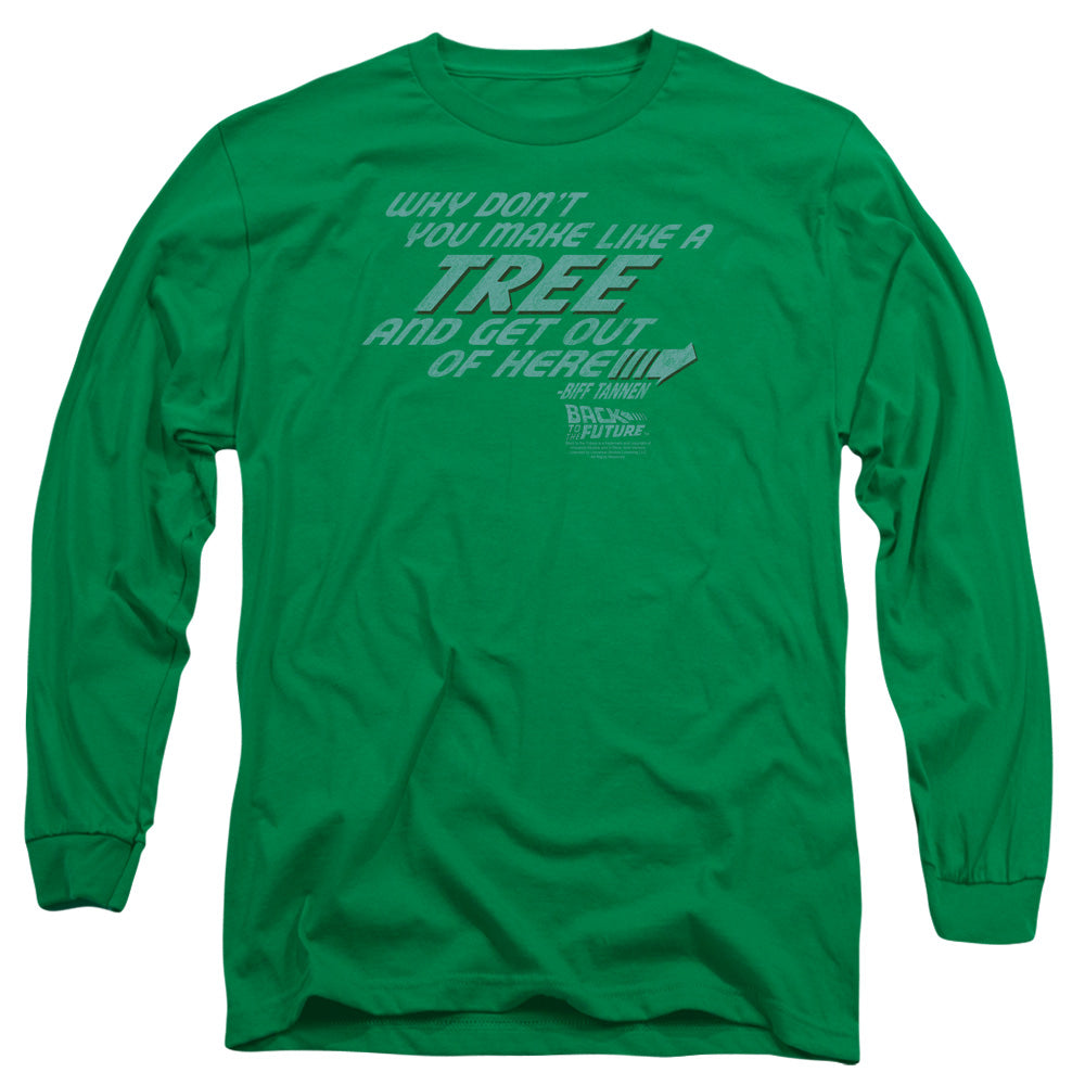 AN OFFCIALLY LICENSED BACK TO THE FUTURE MAKE LIKE A TREE MEN'S LONG SLEEVE T-SHIRT KELLY GREEN