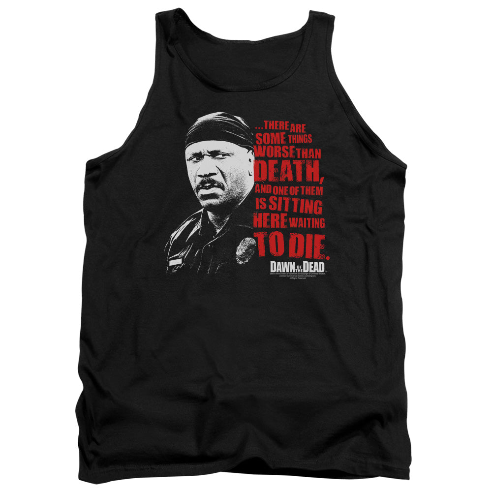 AN OFFCIALLY LICENSED DAWN OF THE DEAD WORSE THAN DEATH ADULT UNISEX TANK TOP BLACK