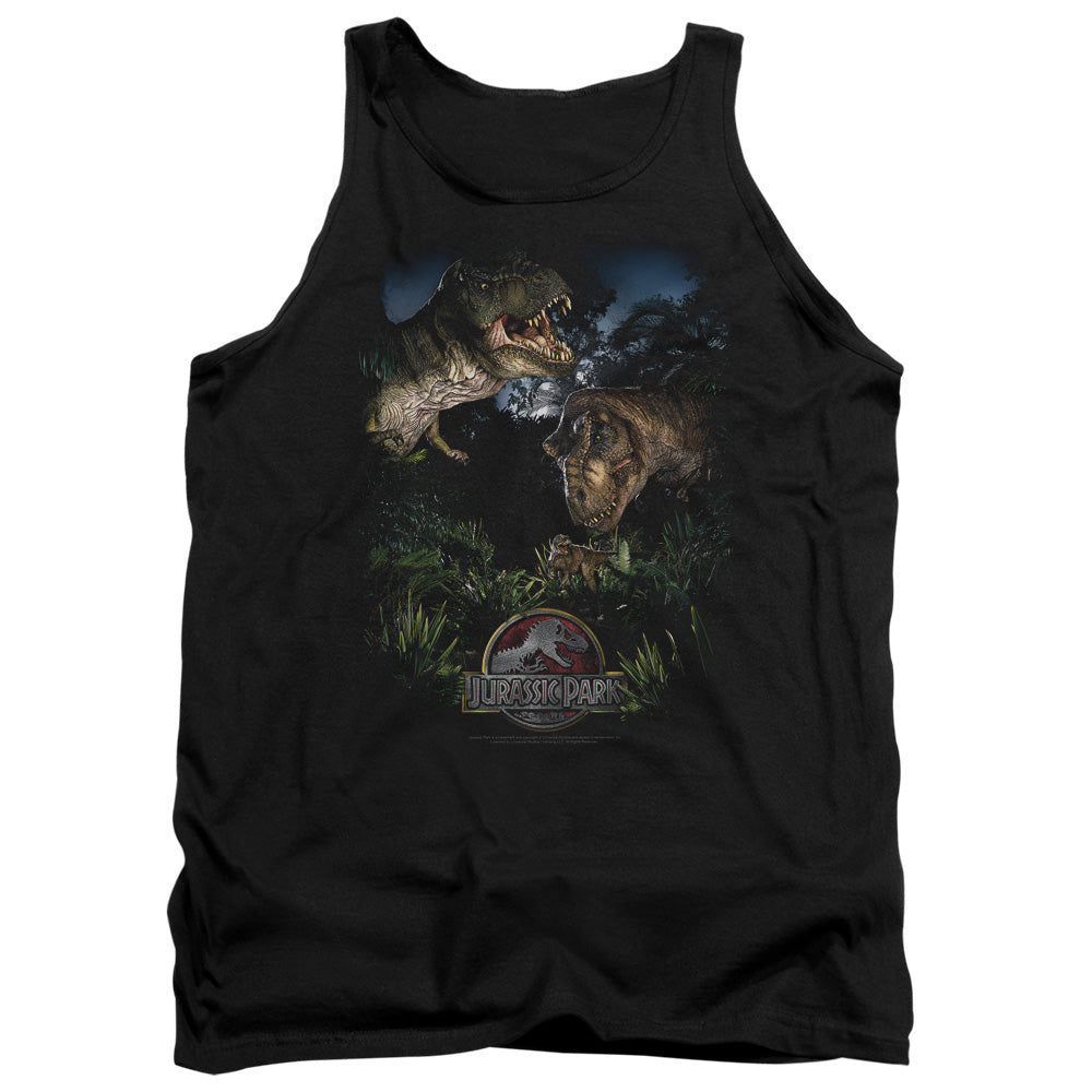 AN OFFCIALLY LICENSED JURASSIC PARK HAPPY FAMILY ADULT UNISEX TANK TOP BLACK