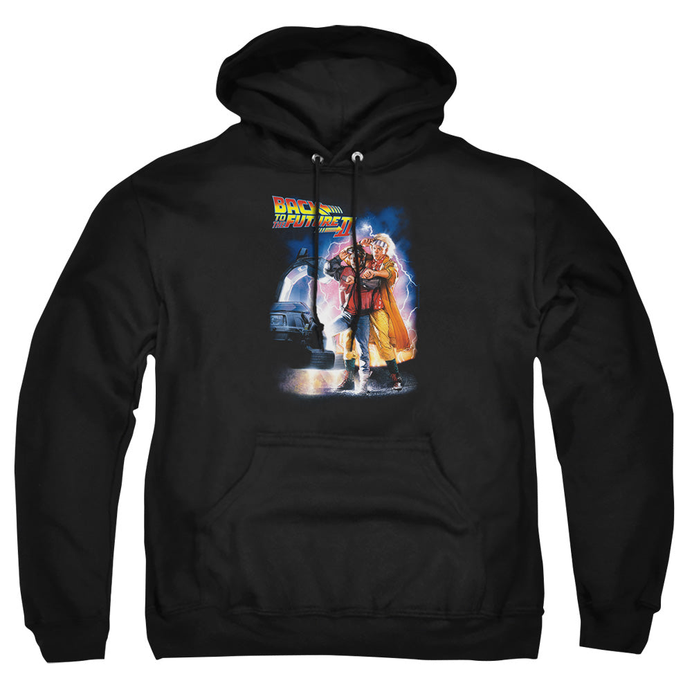 AN OFFCIALLY LICENSED BACK TO THE FUTURE II POSTER ADULT UNISEX PULLOVER HOODIE BLACK