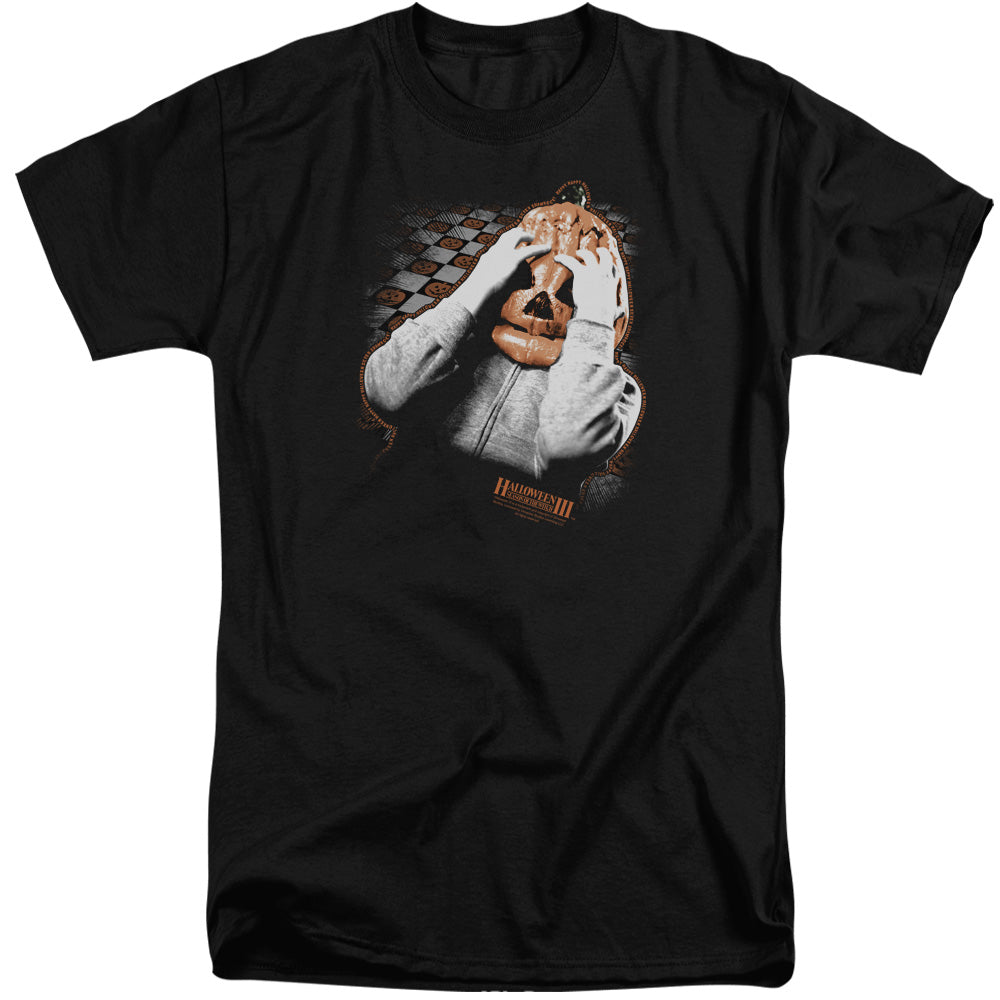 AN OFFCIALLY LICENSED HALLOWEEN III PUMPKIN MASK MEN'S TALL FIT T-SHIRT BLACK