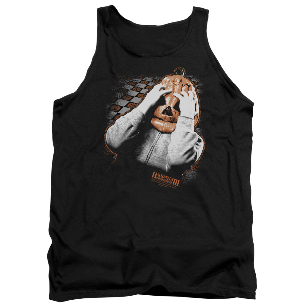 AN OFFCIALLY LICENSED HALLOWEEN III PUMPKIN MASK ADULT UNISEX TANK TOP BLACK