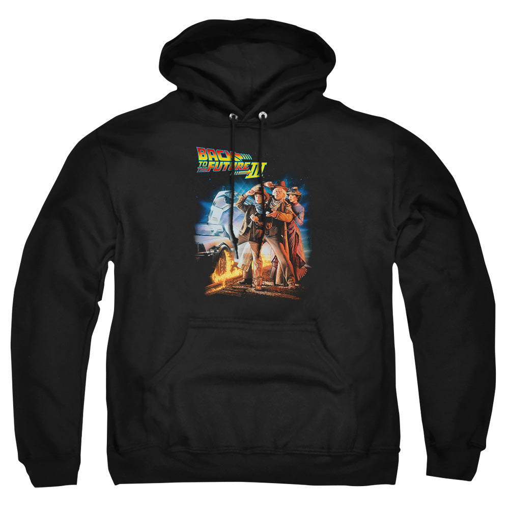 AN OFFCIALLY LICENSED BACK TO THE FUTURE III POSTER ADULT UNISEX PULLOVER HOODIE BLACK