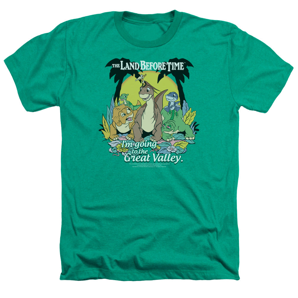 AN OFFCIALLY LICENSED LAND BEFORE TIME GREAT VALLEY MEN'S HEATHER T-SHIRT KELLY GREEN