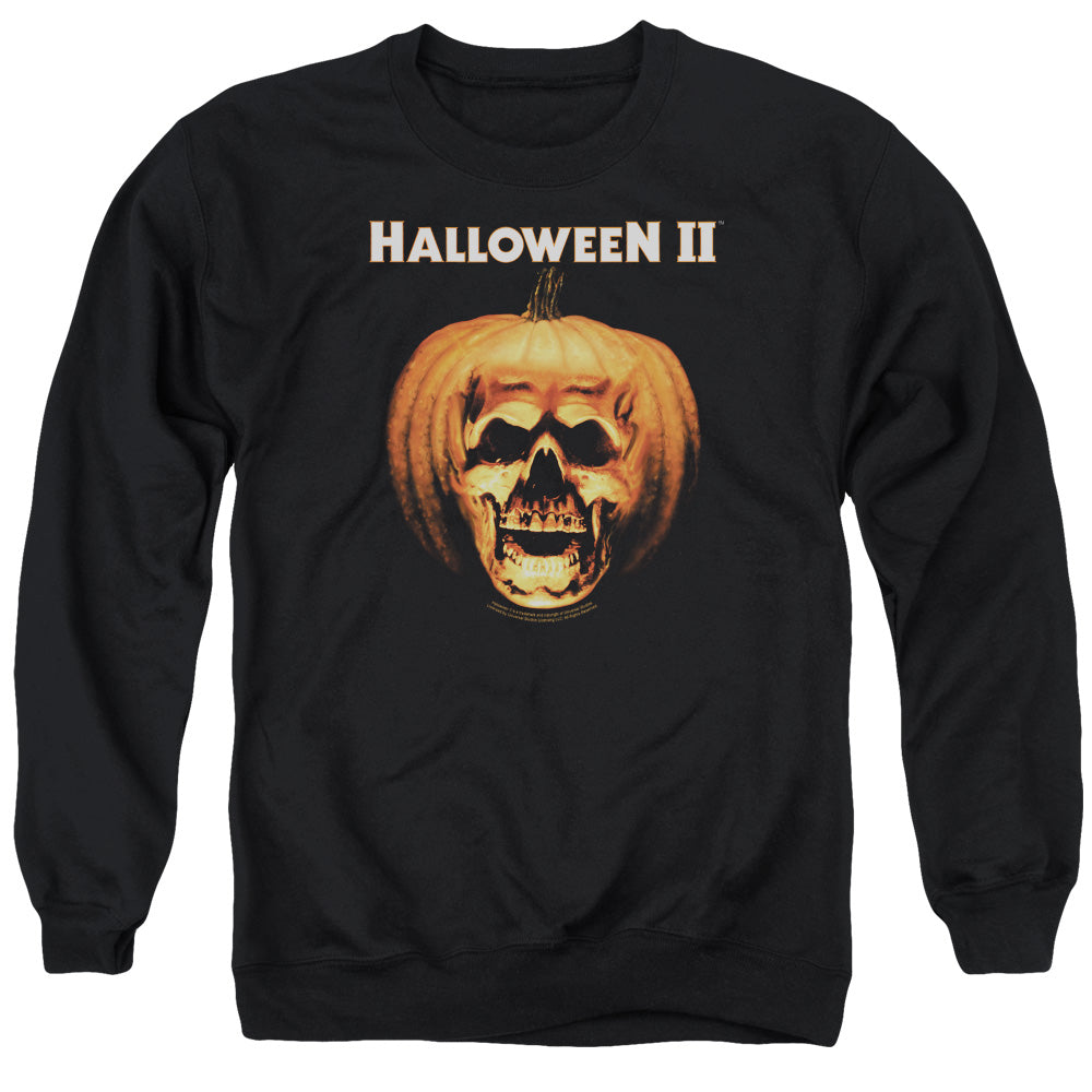 AN OFFCIALLY LICENSED HALLOWEEN II PUMPKIN SHELL ADULT UNISEX CREWNECK SWEATSHIRT BLACK