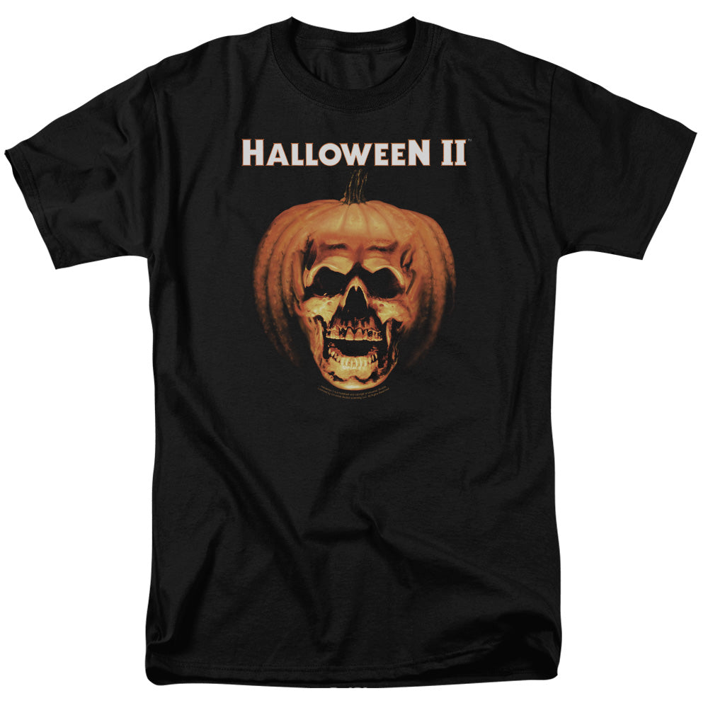 AN OFFCIALLY LICENSED HALLOWEEN II PUMPKIN SHELL MEN'S REGULAR FIT T-SHIRT BLACK