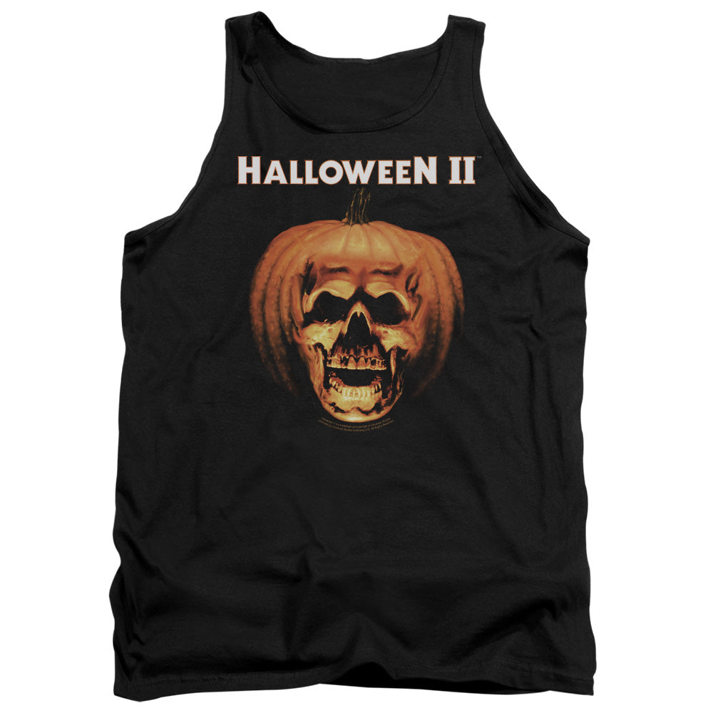 AN OFFCIALLY LICENSED HALLOWEEN II PUMPKIN SHELL ADULT UNISEX TANK TOP BLACK