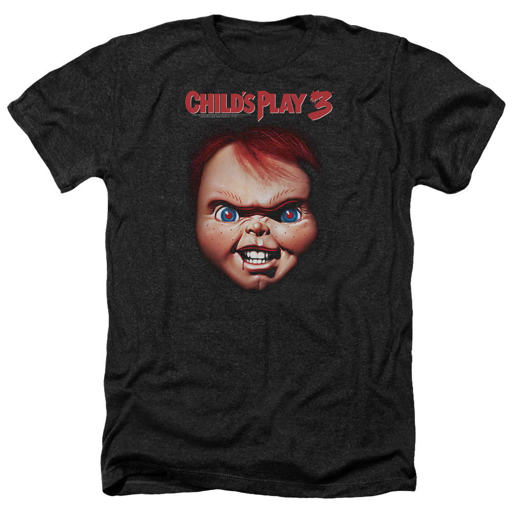 AN OFFCIALLY LICENSED CHILDS PLAY 3 CHUCKY MEN'S HEATHER T-SHIRT CHARCOAL