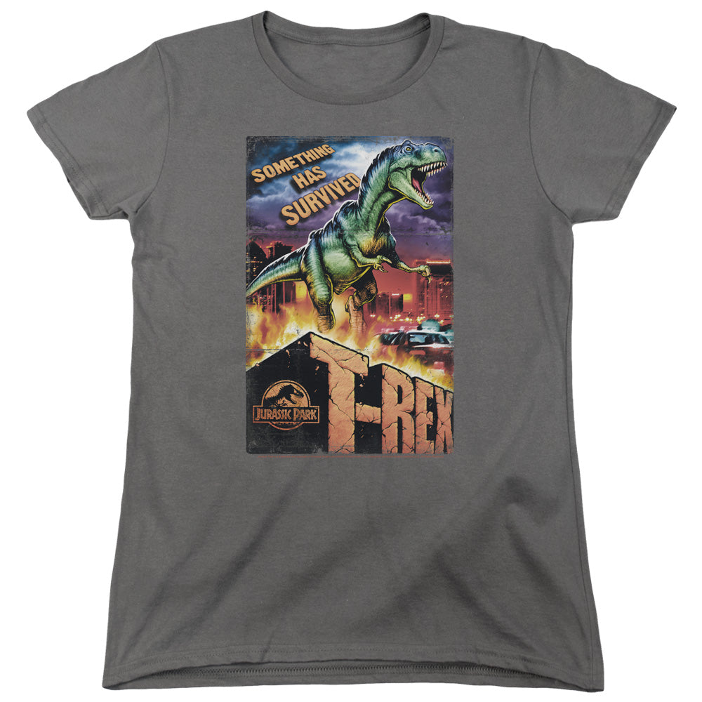 AN OFFCIALLY LICENSED JURASSIC PARK REX IN THE CITY WOMEN'S REGULAR FIT T-SHIRT CHARCOAL