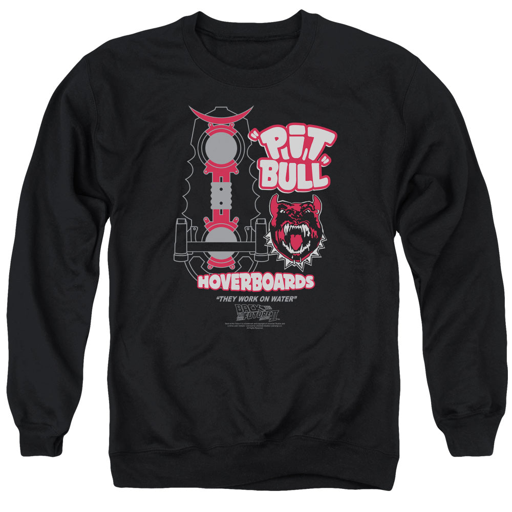 AN OFFCIALLY LICENSED BACK TO THE FUTURE II PIT BULL ADULT UNISEX CREWNECK SWEATSHIRT BLACK