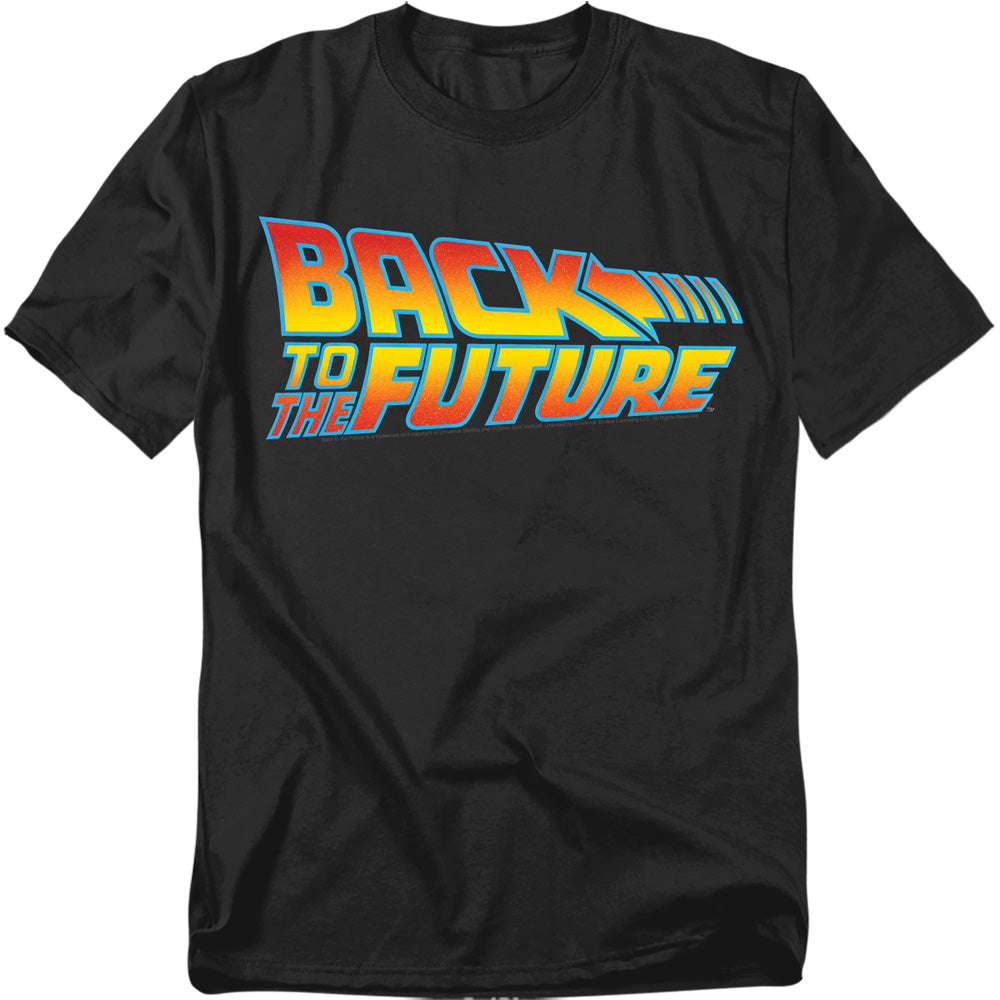 AN OFFCIALLY LICENSED BACK TO THE FUTURE LOGO MEN'S REGULAR FIT T-SHIRT BLACK